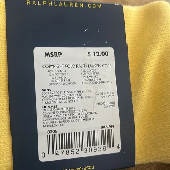 Polo Ralph Lauren Classic Crew Cotton Socks - Picture 2 of 3